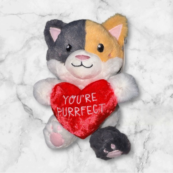 Celebrate Other - Cute Calico Cat Plush with Heart NWT